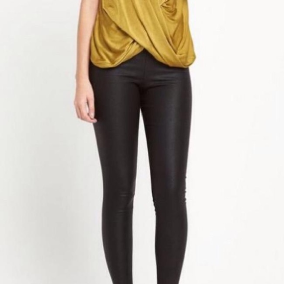 River Island Coated Black Leggings 